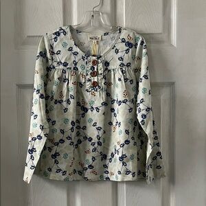 NEW, Finding Foxtale Designed for Discovey Floral Kids Blouse - Blue and Cream